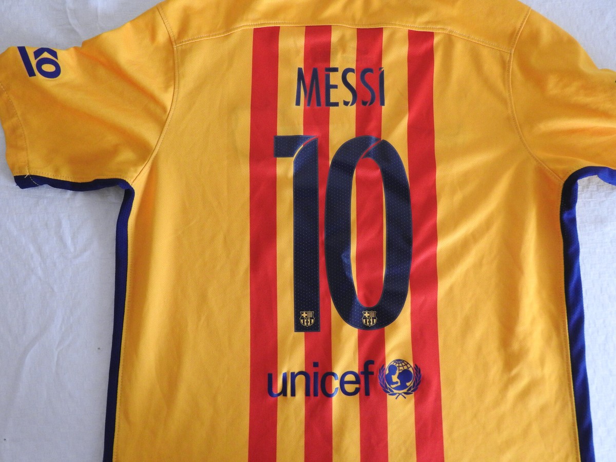 FC Barcelona 2015 Away Jersey #10 Messi Nike Orange Shirt