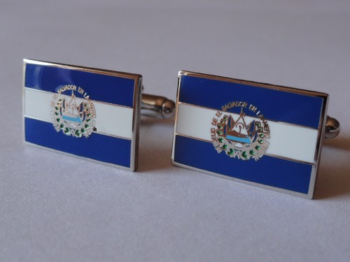 El Salvador Flag Cufflinks--Salvadoran Central American Hispanic Latino Spanish - Picture 4 of 4