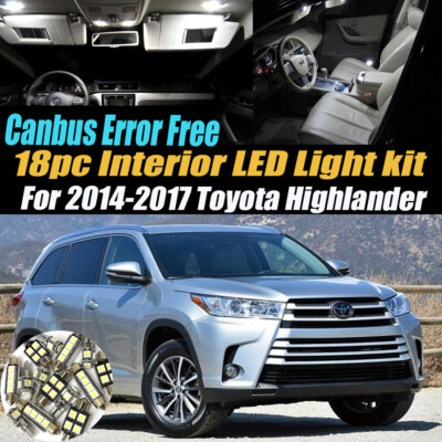18Pc Error Free Car Interior LED White Light Kit for 2014-2017 Toyota Highlander