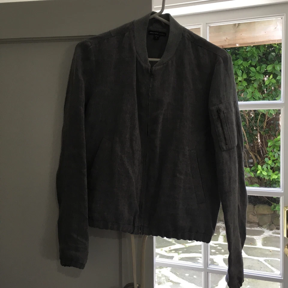 CHAQUETA BOMBER JAMES PERSE LOS ANGELES GRIS LINO DESTEÑIDO TALLA: 2 Foto 2 de 4