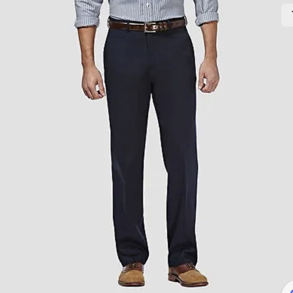 Haggar Men's Premium No Iron Classic Fit Flat Front Casual Pants - Dark ...