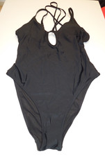 NEW AMERICAN EAGLE AERIE LARGE 1pc SWIMSUIT CHEEKY BLACKUPF 50