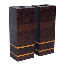 BDJ CRAFT WORKS AUSTIN WALL SCONCE CANDLE HOLDERS MODERN ROSEWOOD INLAY