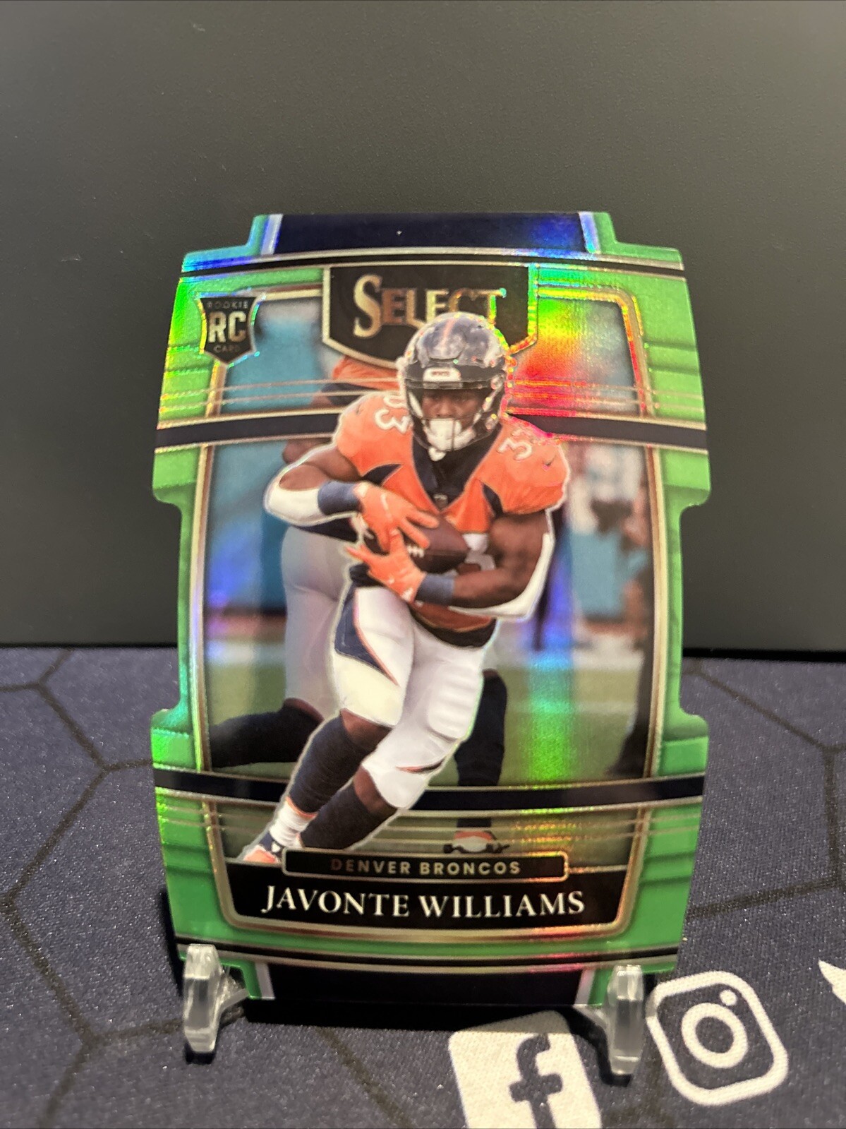2021 Select #Javonte Williams RC Neon Green Prizm Die Cut /349 Broncos #57