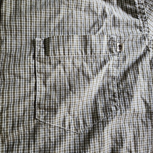Timberland Men Short Sleeve Shirt Regular Fit Button Down Gray Brown Checkered L - Picture 3 of 6