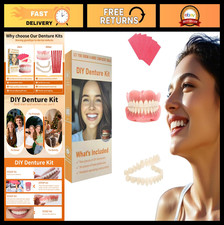 DIY Full Denture Set - Top Bottom Fake Teeth for Perfect Smile at Home