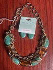 Vintage Turquoise Gemstones Set Necklace with Earrings Wedding Jewelry costume