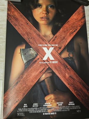 ''X'' Original D/S 27x40 Theater Movie Poster Mia Goth Jenna Ortega Brittany Snow