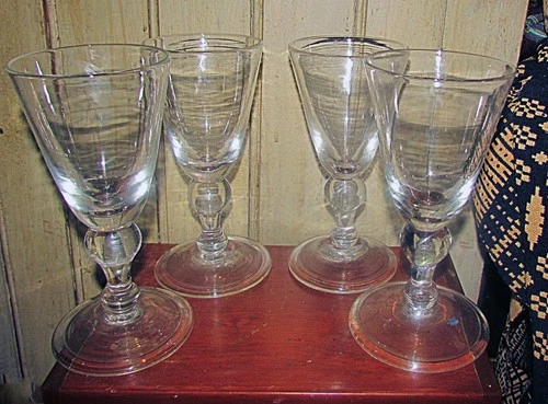 Blenko for Colonial Williamsburg 4 blown baluster wine glasses pontils