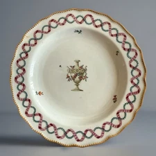 Antique Chelsea Derby Plate decorated with Sprig & Urn, C 1770