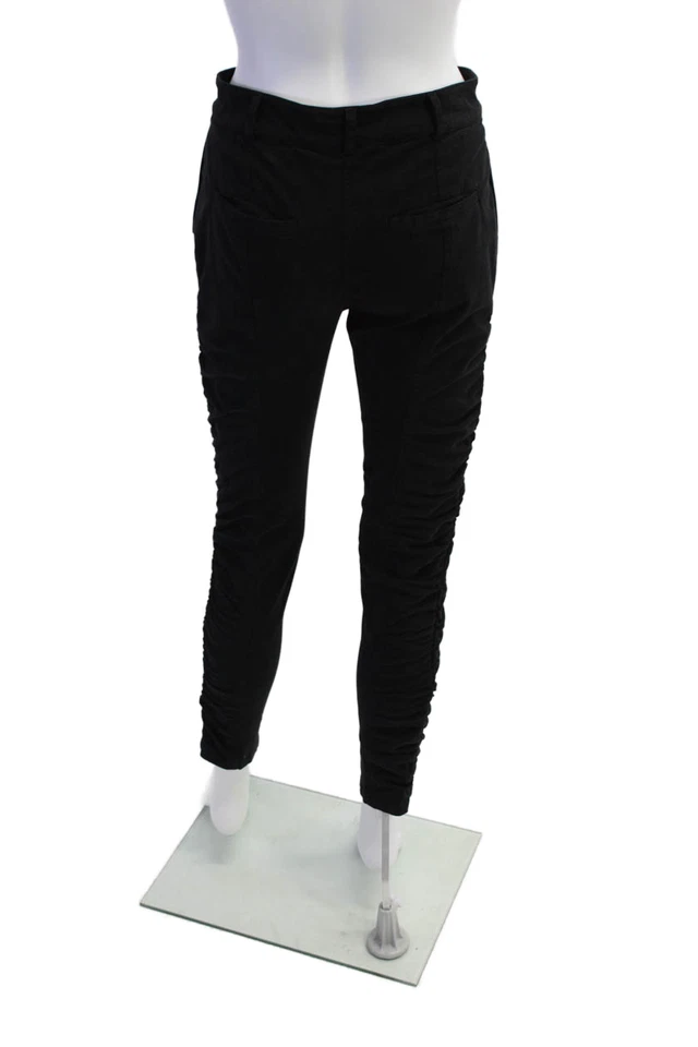 Pantalones acanalados Robert Rodriguez para mujer pierna ajustada tiro medio negro algodón talla 0 Foto 3 de 4
