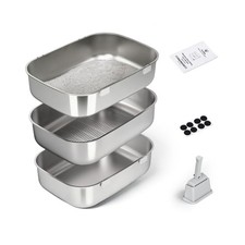Basic Sifting Cat Litter Box Large High Sided Metal Box for Big Cats up to 20lbs