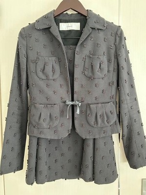Cacharel Charcoal Gray Skirt Suit Set M - Flare Skirt & Jacket