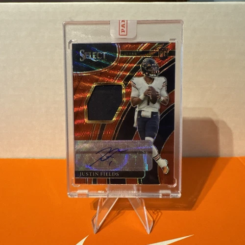 2021 Select FOTL Justin Fields Rookie Patch Orange Pulsar Color Match Auto RPA