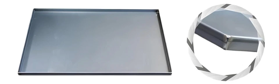 Teglia Rettangolare in Lega d'Alluminio Spessore 8/10 con Orlo, Argento, 40 x 30 - Immagine 3 di 4