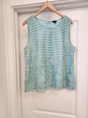 TALBOTS Sleeveless Crochet Lace Top Lined - Size 16P