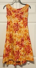 Vintage Royal Hawaiian Women  s Dress Hibiscus Orange Knee Length Sundress Medium
