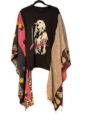 Kantha sleeve Upcycled Band Shirt BLONDIE Size Small To Medium