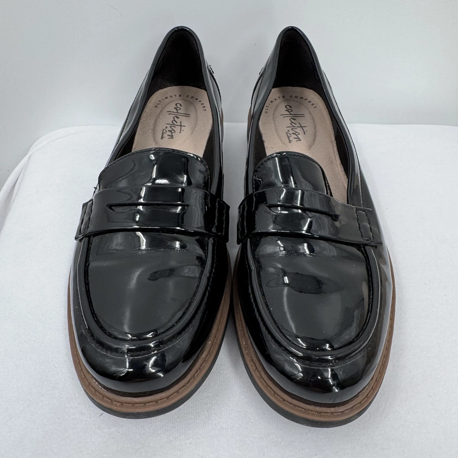 Scarpe Clarks donna 7 mocassino ecopelle vernice massimo comfort slip on casual