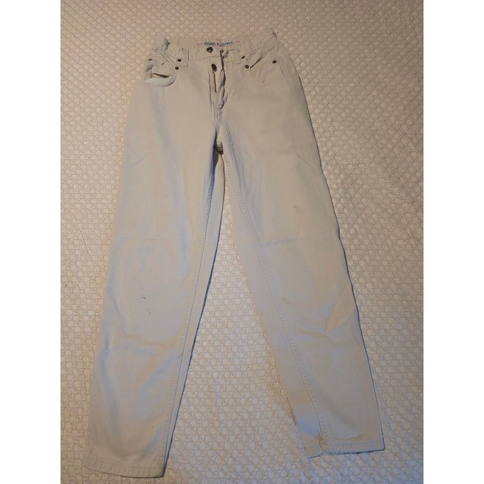 Zena Jeans High Waisted Mom Jeans Women 26 Cream Good Vintage Tapered Leg-image