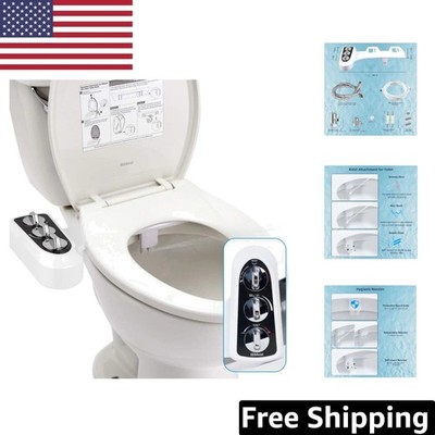 Bidet Attachment for Toilet: Dual Nozzle with Hot & Cold Water Spray | Black