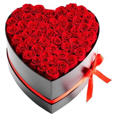 Uimoso Heart-Shaped Box with 50 Preserved Roses - Eternal Red Bouquet
