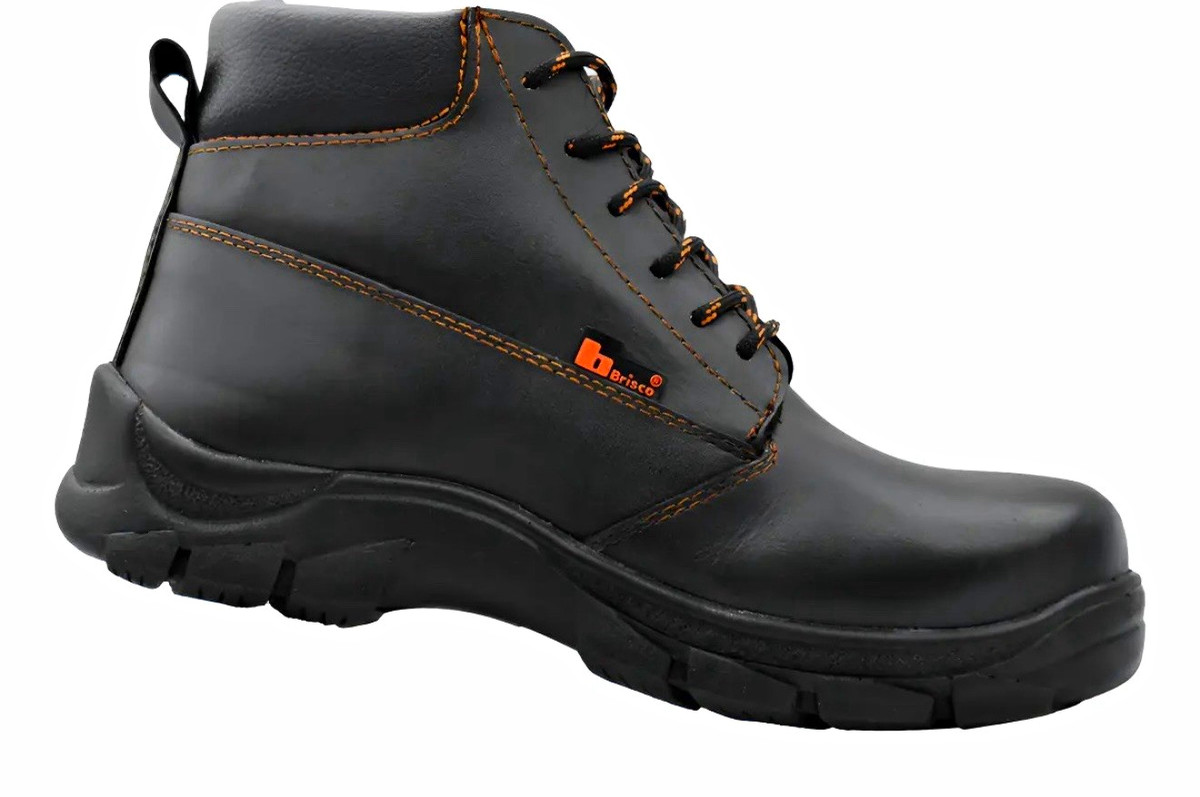 Bata Black Leather Lace-Up Industrial Work Boots - Black Industrial Work Boot