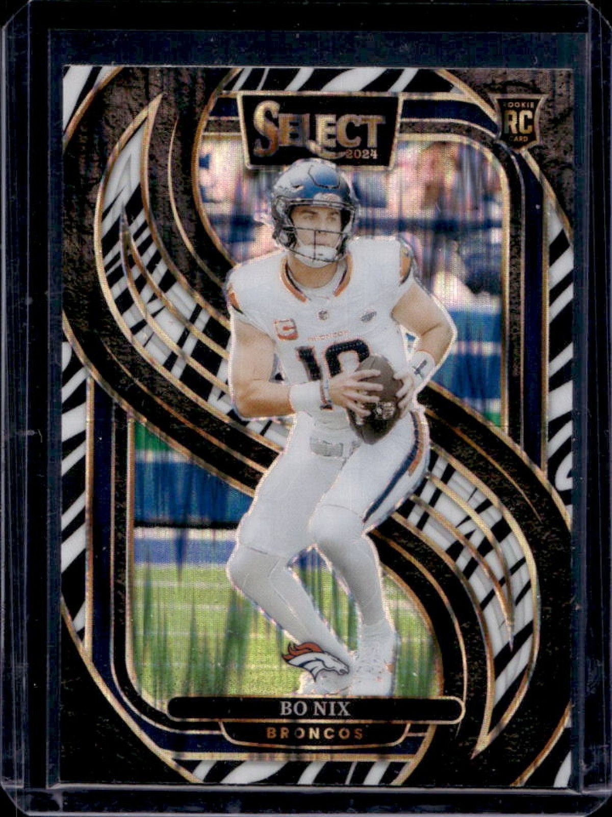 2024 Select Bo Nix Premier RC Zebra Prizm Rookie #117 Broncos