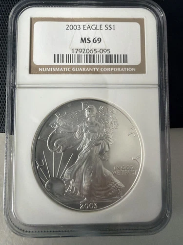 2003 $1 American Silver Eagle NGC MS69 Brown Label