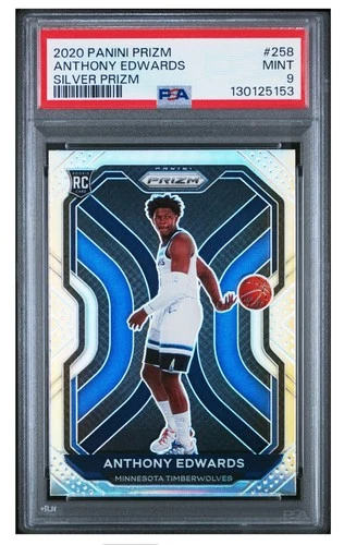 2020-21 Anthony Edwards Panini Prizm Silver Rookie #258 Psa 9