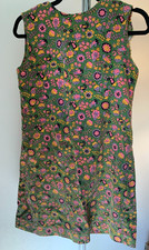 VTG Mini Dress Women's Size Green Floral Sleeveless Back Zip