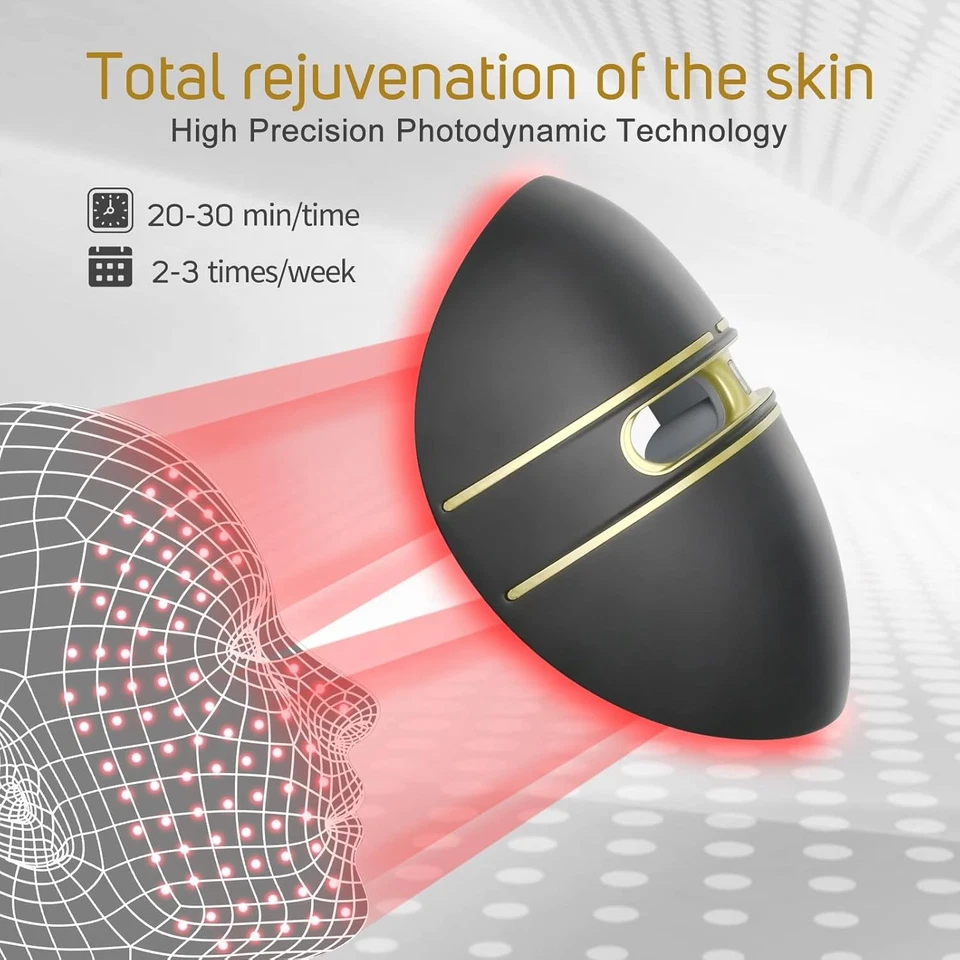 Mascarilla facial terapia de luz LED luz roja para arrugas luz azul para acné recargable Foto 4 de 4