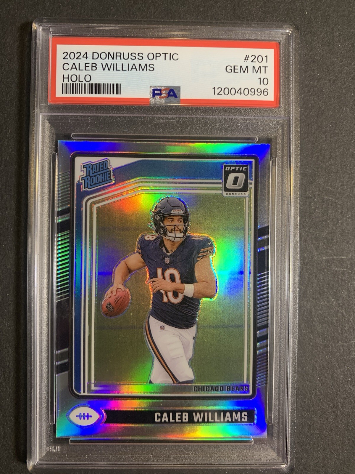 2024 Donruss Optic Rated Rookie Caleb Williams #201 Holo Prizm (RC) PSA 10 GEM