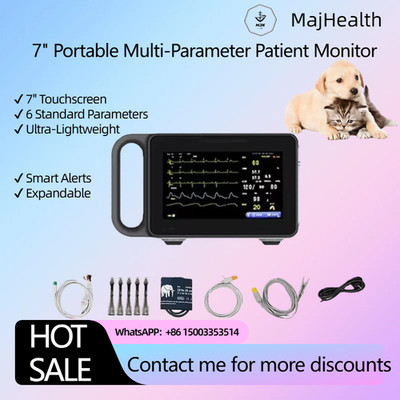 7'' Touch Screen Portable Multi-Parameter Vital Signs Monitor for Veterinary Use