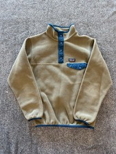 Patagonia Synchilla Pullover Youth Medium Beige Fleece Snap-T Hiking Outdoor