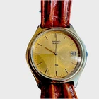 Seiko Quartz Gold Tone Men's Watch with Date Indicator VINTAGE need battery