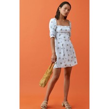 Reformation 0 blue gingham Kaley Dress