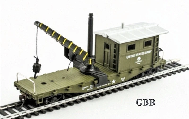 HO Scale US ARMY WORK CABOOSE with CRANE Model Power New 98195 - Image 2 of 4