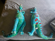 Melissa Doug Plush Stuffed Dinosaur T-Rex Lot of 2 Blue/Green w/ Red Spots