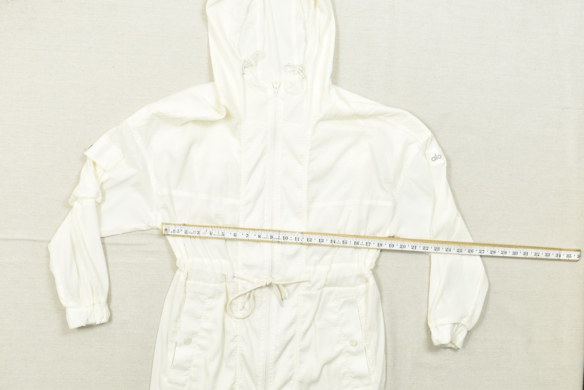 Alo Yoga Ivory Ripstop Hooded Full Zip Utility Romper Jumpsuit