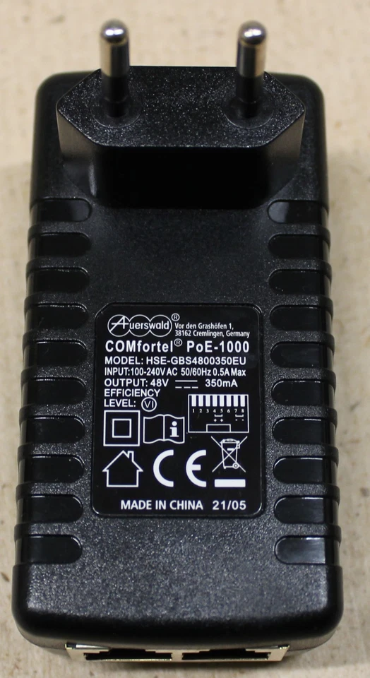 Adaptador de alimentación Auerswald PoE COMfortel PoE-1000 fuente de alimentación de CC, usado Foto 2 de 3