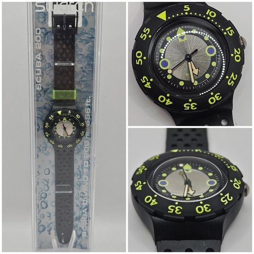 π Swatch Scuba 200 "Shamu / Black Wave" β SDB102 β 1992 β Vintage NOS