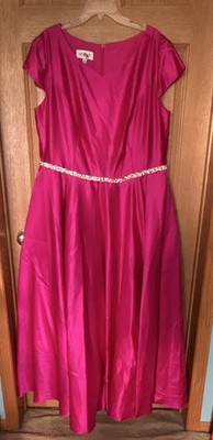 Jules & Cleo Women's Pink A-Line Dress with Rhinestone Detail, Size 20