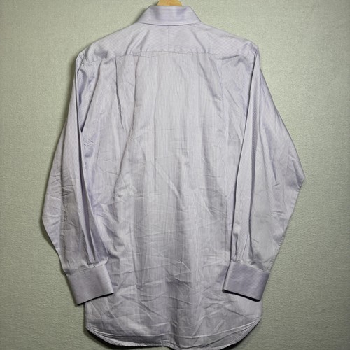 Peter Millar Dress Shirt Mens 15.5 35 Purple White Striped Long Sleeve Pocket - Picture 5 of 6