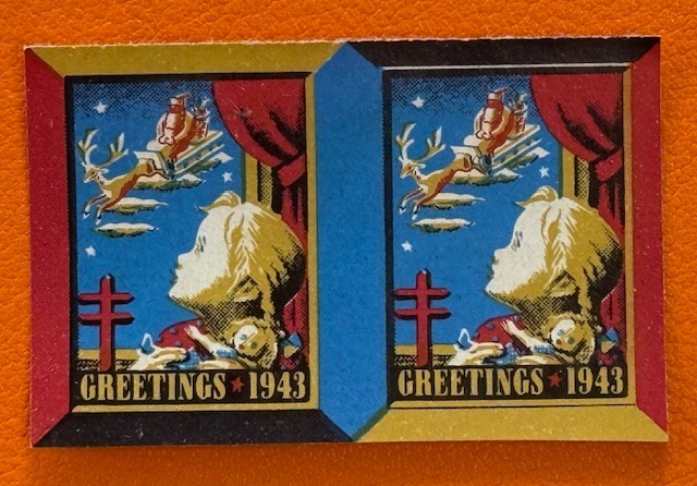 1943 USA National Tuberculosis Association Christmas Seals  TB Cinderella IMPERF