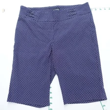 Soho Apparel Ltd Capri Pants Women's Large Blue Polka Dot Rayon Straight Leg