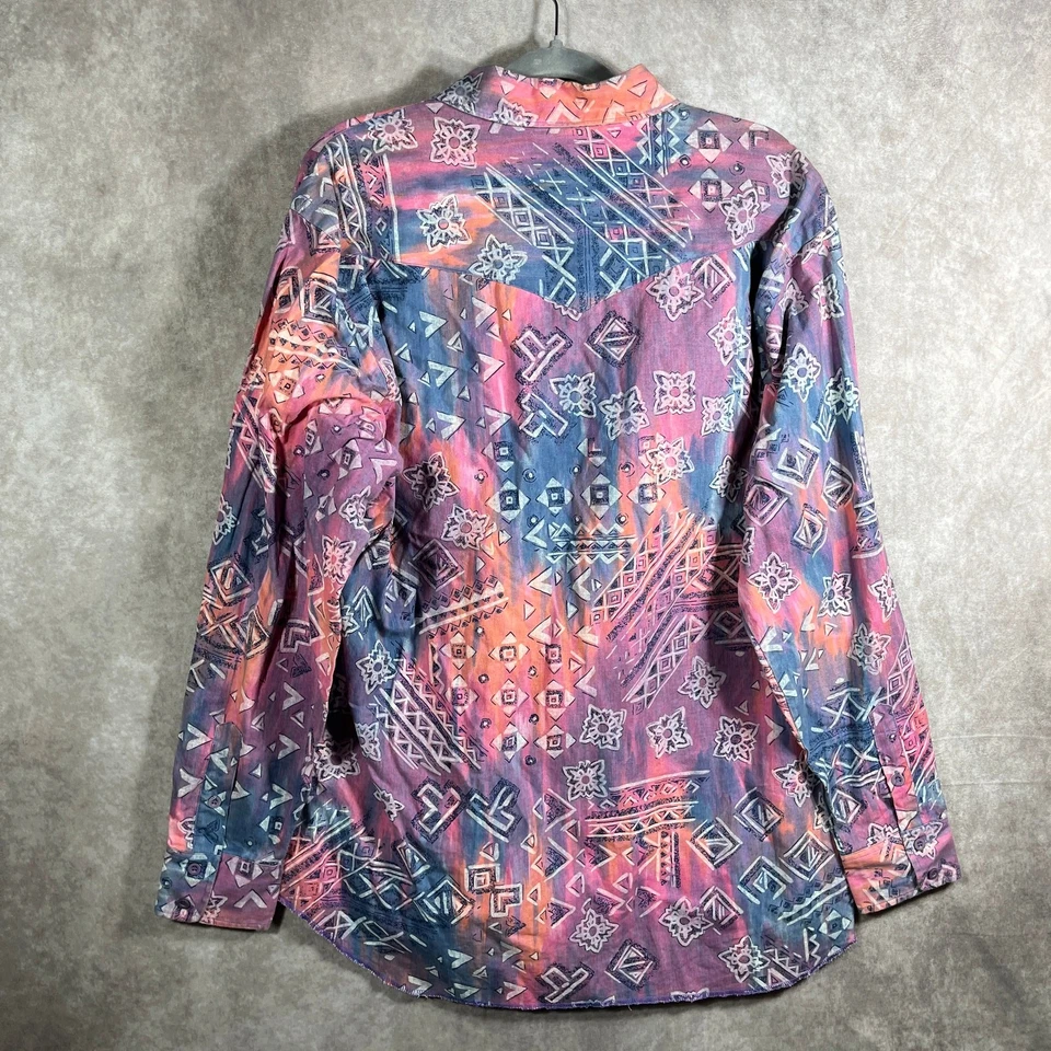 Wrangler Brushpopper Western Shirt Mens XL Multicolor Aztec Southwestern Cowboy - Image 4 of 4