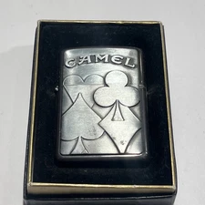 Vintage 1996 Zippo Camel 4 Aces Poker Lighter Midnight Chrome
