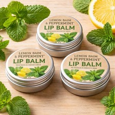Lemon Balm & Peppermint Lip Balm X3  TRIPLE Pack – Natural Minty Daily Care 🇬🇧