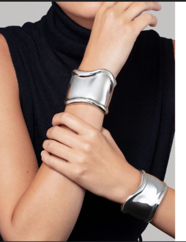 Tiffany Elsa Peretti Bone Cuff Silver Bracelet, New